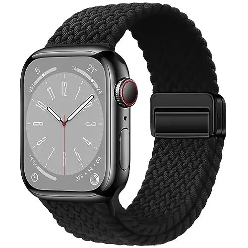 Qimela Sport Loop Apple Watch Band 38mm 40mm 41mm 42mm 44mm 45mm 46mm 49mm ayollar va erkaklar uchun mos, iWatch Series 11 10 9 8 7 6 5 4 SE Ultra 3 2 1 uchun magnitli, cho'ziluvchan o'ralgan bilaguzuk - QIMELA