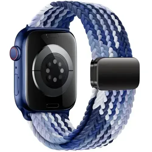 Qimela Sport Loop Apple Watch Band 38mm 40mm 41mm 42mm 44mm 45mm 46mm 49mm ayollar va erkaklar uchun mos, iWatch Series 11 10 9 8 7 6 5 4 SE Ultra 3 2 1 uchun magnitli, cho'ziluvchan o'rilgan bilaguzuk - QIMELA (1)