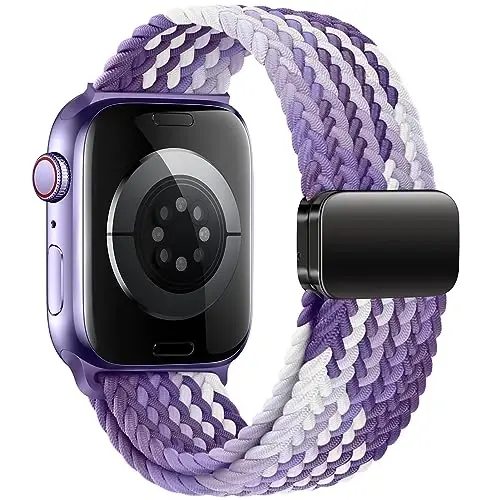 Qimela Sport Loop Apple Watch Band 38mm 40mm 41mm 42mm 44mm 45mm 46mm 49mm ayollar va erkaklar uchun mos, iWatch Series 11 10 9 8 7 6 5 4 SE Ultra 3 2 1 uchun magnitli, cho'ziluvchan o'rilgan bilaguzuk - 2