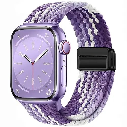 Qimela Sport Loop Apple Watch Band 38mm 40mm 41mm 42mm 44mm 45mm 46mm 49mm ayollar va erkaklar uchun mos, iWatch Series 11 10 9 8 7 6 5 4 SE Ultra 3 2 1 uchun magnitli, cho'ziluvchan o'rilgan bilaguzuk - QIMELA