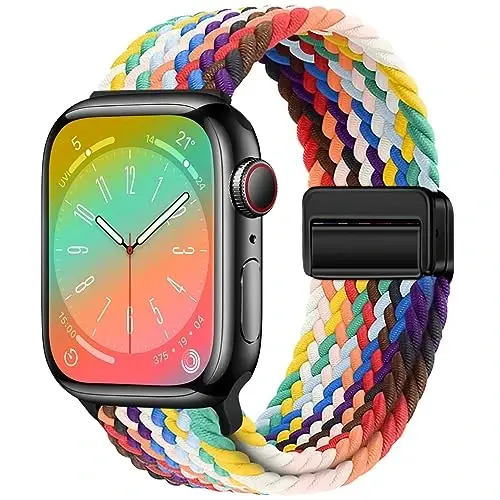 Qimela Sport Loop Apple Watch Band 38mm 40mm 41mm 42mm 44mm 45mm 46mm 49mm ayollar va erkaklar uchun mos, iWatch Series 11 10 9 8 7 6 5 4 SE Ultra 3 2 1 uchun magnitli elastik o'ralgan bilaguzuk - QIMELA