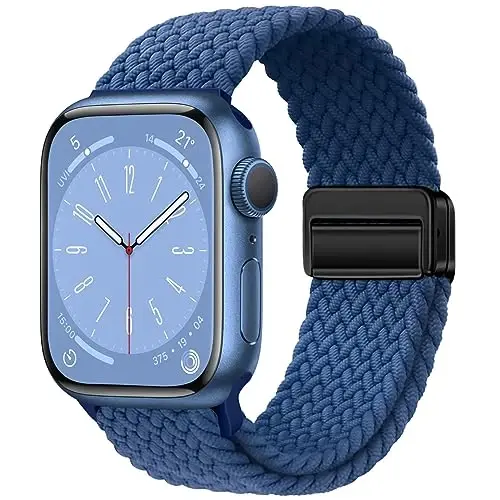 Qimela Sport Loop Apple Watch Band 38mm 40mm 41mm 42mm 44mm 45mm 46mm 49mm ayollar va erkaklar uchun mos, iWatch Series 11 10 9 8 7 6 5 4 SE Ultra 3 2 1 uchun magnitli elastik o'ralgan bilaguzuk - QIMELA
