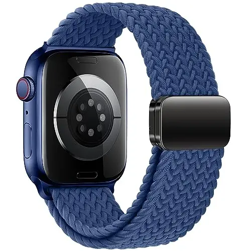 Qimela Sport Loop Apple Watch Band 38mm 40mm 41mm 42mm 44mm 45mm 46mm 49mm ayollar va erkaklar uchun mos, iWatch Series 11 10 9 8 7 6 5 4 SE Ultra 3 2 1 uchun magnitli elastik o'ralgan bilaguzuk - QIMELA (1)