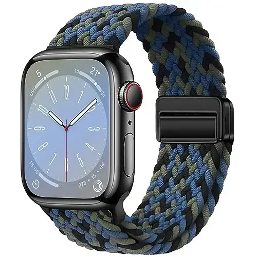 Qimela Sport Loop Apple Watch Band 38mm 40mm 41mm 42mm 44mm 45mm 46mm 49mm ayollar va erkaklar uchun mos, iWatch Series 11 10 9 8 7 6 5 4 SE Ultra 3 2 1 uchun magnitli elastik o'ralgan bilaguzuk - QIMELA