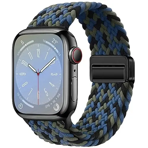 Qimela Sport Loop Apple Watch Band 38mm 40mm 41mm 42mm 44mm 45mm 46mm 49mm ayollar va erkaklar uchun mos, iWatch Series 11 10 9 8 7 6 5 4 SE Ultra 3 2 1 uchun magnitli elastik o'ralgan bilaguzuk - QIMELA