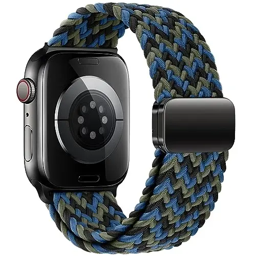 Qimela Sport Loop Apple Watch Band 38mm 40mm 41mm 42mm 44mm 45mm 46mm 49mm ayollar va erkaklar uchun mos, iWatch Series 11 10 9 8 7 6 5 4 SE Ultra 3 2 1 uchun magnitli elastik o'ralgan bilaguzuk - 2