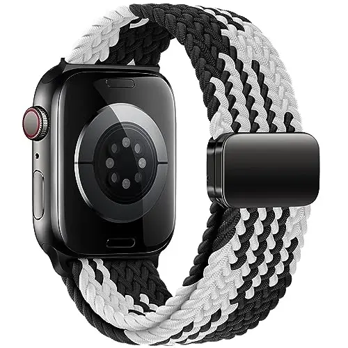 Qimela Sport Loop Apple Watch Band 38mm 40mm 41mm 42mm 44mm 45mm 46mm 49mm ayollar va erkaklar uchun mos keladi, iWatch Series 11 10 9 8 7 6 5 4 SE Ultra 3 2 1 uchun magnitli, cho'ziluvchan o'rilgan bilaguzuk - QIMELA (1)