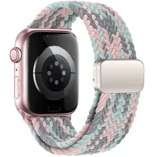 Qimela Sport Loop Apple Watch Band 38mm 40mm 41mm 42mm 44mm 45mm 46mm 49mm ayollar va erkaklar uchun mos keladi, magnitli, cho'ziluvchan o'ralgan bilaguzuk iWatch Series 11 10 9 8 7 6 5 4 SE Ultra 3 2 1 uchun - QIMELA (1)