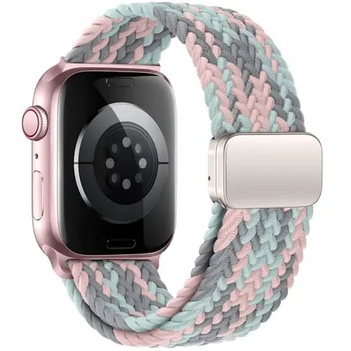 Qimela Sport Loop Apple Watch Band 38mm 40mm 41mm 42mm 44mm 45mm 46mm 49mm ayollar va erkaklar uchun mos keladi, magnitli, cho'ziluvchan o'ralgan bilaguzuk iWatch Series 11 10 9 8 7 6 5 4 SE Ultra 3 2 1 uchun - 2