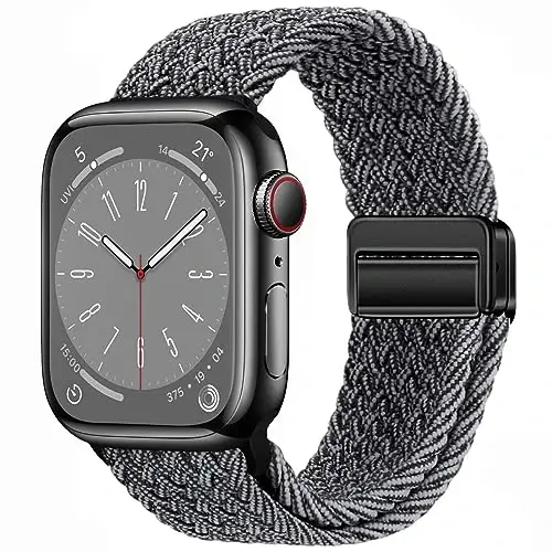 Qimela Sport Loop Apple Watch Band 38mm 40mm 41mm 42mm 44mm 45mm 46mm 49mm ayollar va erkaklar uchun mos, magnitli cho'ziluvchan o'ralgan bilaguzuk iWatch Series 11 10 9 8 7 6 5 4 SE Ultra 3 2 1 uchun - QIMELA