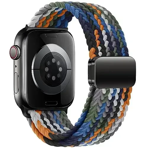 Qimela Sport Loop Apple Watch Band 38mm 40mm 41mm 42mm 44mm 45mm 46mm 49mm ayollar va erkaklar uchun mos, magnitli elastik o'ralgan bilaguzuk iWatch Series 11 10 9 8 7 6 5 4 SE Ultra 3 2 1 uchun - QIMELA (1)