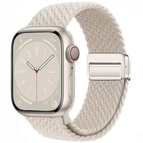 Qimela Sport Loop Apple Watch Band 38mm 40mm 41mm 42mm 44mm 45mm 46mm 49mm ayollar va erkaklar uchun mos, magnitli tasma iWatch Series 11 10 9 8 7 6 5 4 SE Ultra 3 2 1 uchun cho'ziluvchan o'ralgan bilaguzuk - QIMELA