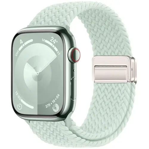 Qimela Sport Loop Compatible with Apple Watch Band 38mm 40mm 41mm 42mm 44mm 45mm 46mm 49mm for Women Men,Magnetic Strap Stretchy Braided Wristband for iWatch Series 11 10 9 8 7 6 5 4 SE Ultra 3 2 1 - QIMELA