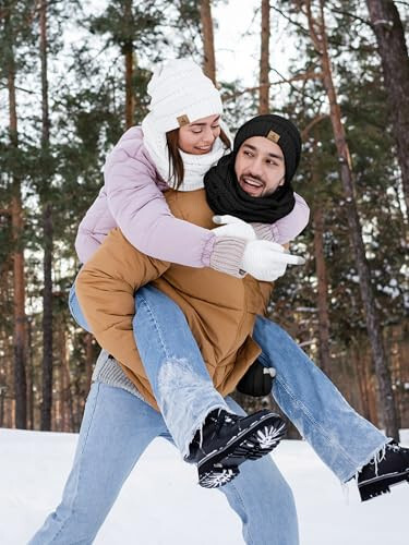 Qish Kiyimi To‘plam: Qalpoqli shlyapa, sharf, qo‘lqop. Issiq polar to‘qilgan qishki shlyapalar, sensorli ekran uchun qo‘lqoplar, bo‘yin uchun sharf to‘plami. Unisex kattalar uchun qishki sovg‘alar - 5