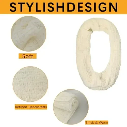 Warm Scarf for Winter Women & Men, Knit Wool Loop Infinity Scarves Thick & Chunky Neck Warmer For Cold Weather U-SY-WS7 - 3