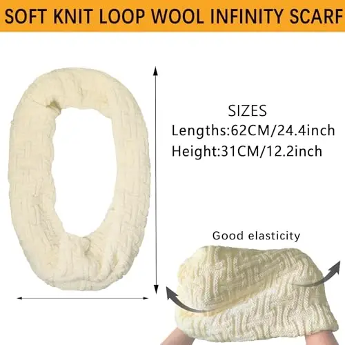 Warm Scarf for Winter Women & Men, Knit Wool Loop Infinity Scarves Thick & Chunky Neck Warmer For Cold Weather U-SY-WS7 - 2