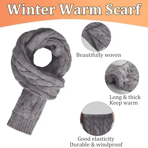 Warm Scarf for Winter Women & Men, Knit Wool Loop Infinity Scarves Thick & Chunky Neck Warmer For Cold Weather U-SY-WS7 - 2