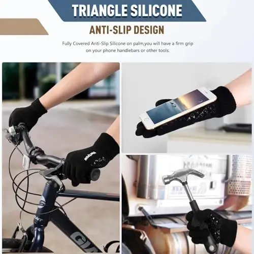 Qishki 1-3 PCS Beanie Hat Qo'lqop Sharf Erkaklar va Ayollar uchun, Trikotaj Fleece Astarli Issiq Sensorli Qo'lqoplar Beanie Infitiny Sharf To'plami - 6