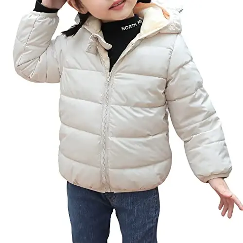 Qishki bolalar pastli palto O'g'il qizlar uchun yengil pufferli paxtali kurtka Ayiq qalpoqli chaqaloq ustki kiyimi - BFFBABY (1)