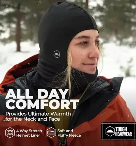 Qishki bo'yin isitgich - Fleece Balaklava, Erkaklar va ayollar uchun chang'i niqobi, Sovuq ob-havo uchun qishki yuz niqobi, Mototsikl dubulg'asi uchun astar - 3