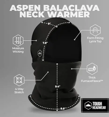 Qishki bo'yin isitgich - Fleece Balaklava, Erkaklar va ayollar uchun chang'i niqobi, Sovuq ob-havo uchun qishki yuz niqobi, Mototsikl dubulg'asi uchun astar - 4
