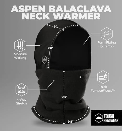 Qishki Bo‘yin Isitgich - Polar Balaclava, Erkaklar va Ayollar uchun Chang‘i Niqobi, Sovuq Havo uchun Qishki Yuz Niqobi, Motosikl Shlem Astar - 4