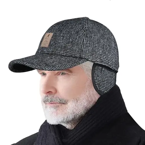 Qishki erkaklar uchun tashqi shlyapa, sozlanishi issiq sport golf beysbol kepkalari Dad kepkalari quloqchinlar qalinligi 55-60CM (jigarrang) - 7