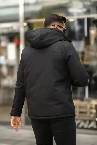 Qishki ichi mo'ynali erkaklar пальтоси-GRİ - 3