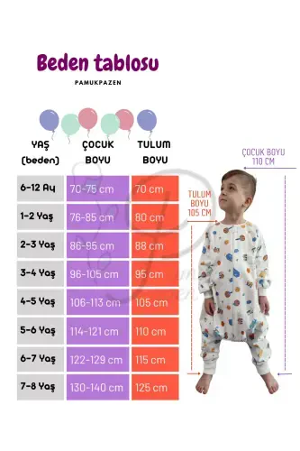 Qishki Issiq va Tabiiy Chaqaloq va Bolalar Uyqu Xalati Qiz Bolalar 20-24 Daraja 100% Paxta - RUKİYE YAVUZ PAMUK PAZEN (1)