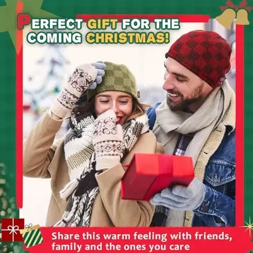 Qishki shapka erkaklar ayollar uchun Fleece bilan qoplangan qalin iliq katakli trikotaj bosh suyagi shapkasi qaytariladigan tashqi shamol o'tkazmaydigan chang'i soati qopqog'i - 6