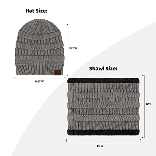 Qishki shapka, jun bilan qoplangan bo'yin o'ragich, sharf va qo'lqoplar to'plami, ayollar uchun trikotaj shapka, qishki qo'lqoplar va sharflar sovuq ob-havo uchun - 6