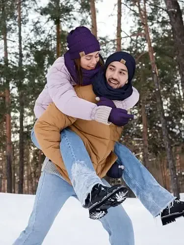 Qishki shapka, sharf, qo'lqop, iliq jun trikotaj shapkalar, sensorli ekranli qo'lqoplar, bo'yin sharfi to'plami, unisex kattalar uchun qishki sovg'alar - 5