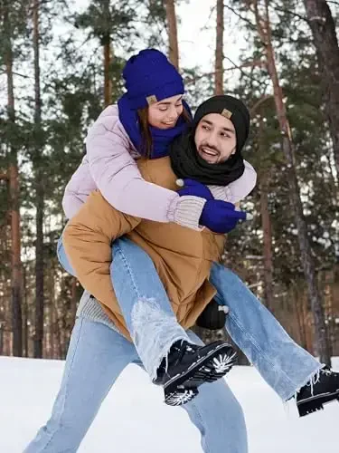 Qishki shapka, sharf, qo'lqop, issiq jun trikotaj shapkalar, sensorli ekranli qo'lqoplar, bo'yin sharf to'plami, unisex kattalar uchun qishki sovg'alar - 5