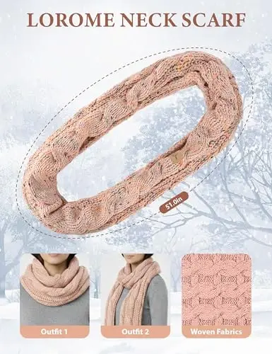 Qishki shapka, sharf, qo'lqop va quloq isitgich, iliq trikotaj shapka, sensorli ekranli qo'lqoplar to'plami, qishki sovg'alar, ayollar uchun bo'yin sharflari - 3