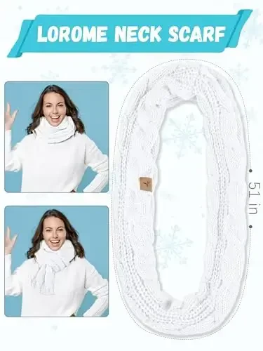 Qishki shapka, sharf, qo'lqop va quloqchini, issiq trikotaj shapka, sensorli ekranli qo'lqoplar to'plami, qishki sovg'alar, ayollar uchun bo'yin sharflari - 4