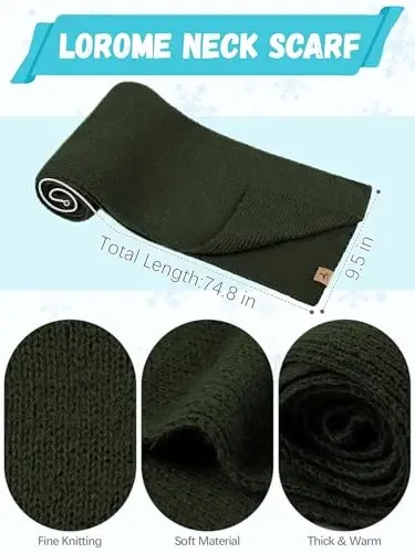Qishki shapka, sharf, qo'lqoplar, iliq fleece trikotaj shapka, uzun sharf, bo'yin isitgich, sensorli ekranli qishki qo'lqoplar to'plami, ayollar uchun sovg'alar - 3