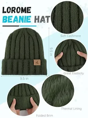 Qishki shapka, sharf, qo'lqoplar, iliq fleece trikotaj shapka, uzun sharf, bo'yin isitgich, sensorli ekranli qishki qo'lqoplar to'plami, ayollar uchun sovg'alar - LOROME (1)