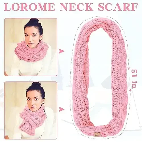 Qishki shapka sharf qo'lqoplar, iliq fleece trikotaj shapkalar sensorli ekranli qo'lqoplar bo'yin sharf to'plami Unisex kattalar uchun qishki sovg'alar - 5