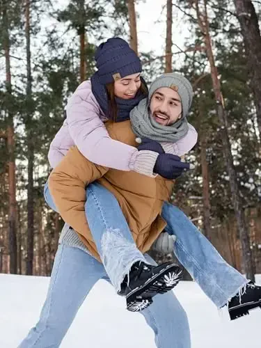 Qishki shapka, sharf, qo'lqoplar, iliq flis trikotaj shapkalar, sensorli ekranli qo'lqoplar, bo'yin sharfi to'plami, unisex kattalar uchun qishki sovg'alar - 5