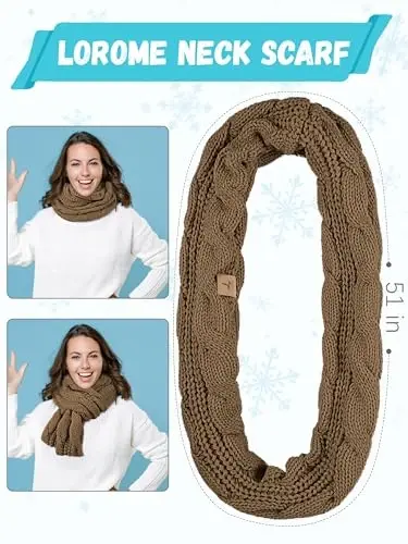 Qishki shapka sharf qo'lqoplar, iliq jun trikotaj shapkalar sensorli ekran qo'lqoplari bo'yin sharf to'plami Unisex kattalar uchun qishki sovg'alar - 4