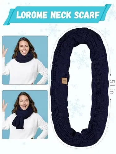 Qishki shapka sharf qo'lqoplar, iliq jun trikotaj shapkalar sensorli ekranli qo'lqoplar bo'yin sharf to'plami Unisex kattalar uchun qishki sovg'alar - 4