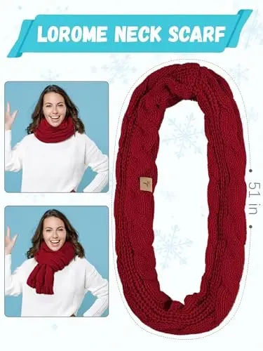 Qishki shapka sharf qo'lqoplar, iliq jun trikotaj shapkalar sensorli ekranli qo'lqoplar bo'yin sharf to'plami Unisex kattalar uchun qishki sovg'alar - 4