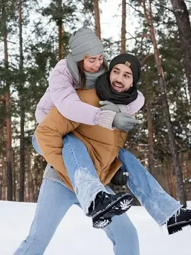 Qishki shapka, sharf, qo'lqoplar, iliq jun trikotaj shapkalar, sensorli ekranli qo'lqoplar, bo'yin sharfi to'plami, unisex kattalar uchun qishki sovg'alar - 5