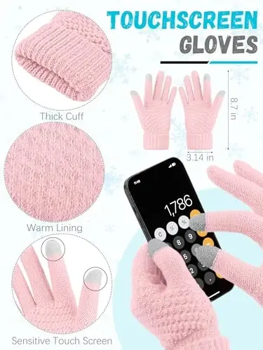 Qishki shapka, sharf, qo'lqoplar, iliq jun trikotaj shapkalar, sensorli ekranli qo'lqoplar, bo'yin sharfi to'plami, unisex kattalar uchun qishki sovg'alar - 3