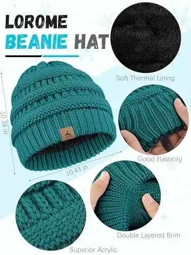 Qishki shapka, sharf, qo'lqoplar, iliq jun trikotaj shapkalar, sensorli ekranli qo'lqoplar, bo'yin sharfi to'plami, unisex kattalar uchun qishki sovg'alar - 2