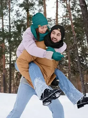 Qishki shapka, sharf, qo'lqoplar, iliq jun trikotaj shapkalar, sensorli ekranli qo'lqoplar, bo'yin sharfi to'plami, unisex kattalar uchun qishki sovg'alar - 5
