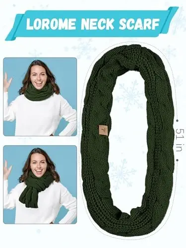 Qishki shapka sharf qo'lqoplar, iliq junli trikotaj shapkalar sensorli ekranli qo'lqoplar bo'yin sharfi to'plami unisex kattalar uchun qishki sovg'alar - 4