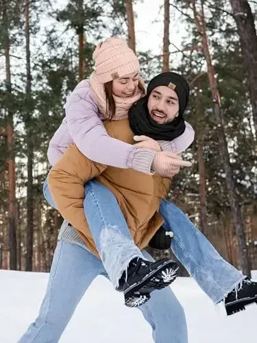 Qishki shapka sharf qo'lqoplar, issiq fleece trikotaj shapkalar Sensorli ekranli qo'lqoplar Bo'yin sharf to'plami Uniseks kattalar uchun qishki sovg'alar - 5