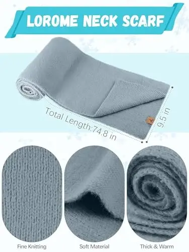 Qishki shapka, sharf, qo'lqoplar, issiq jun trikotaj shapka, uzun sharf, bo'yin isitgichi, sensorli ekranli qishki qo'lqoplar to'plami ayollar uchun sovg'alar - 3
