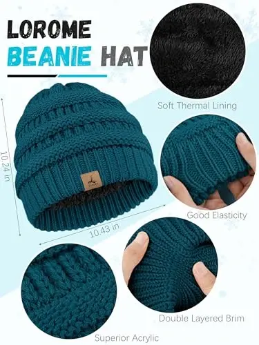 Qishki shapka, sharf, qo'lqoplar, issiq jun trikotaj shapkalar, sensorli ekranli qo'lqoplar, bo'yin sharfi to'plami, unisex kattalar uchun qishki sovg'alar - 2
